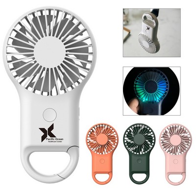 Rechargeable Handled Fan with Carabiner