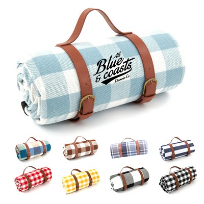 Roll Up Picnic Blanket with Leather Strap
