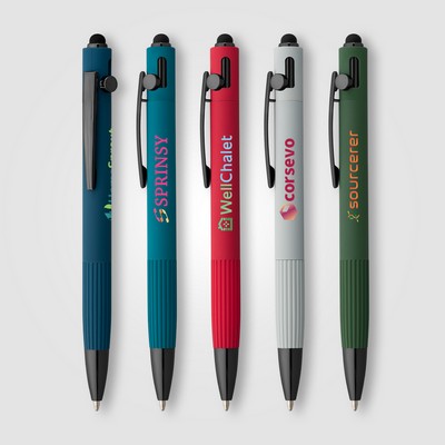 Saga Recycled Aluminum Bolt Action Stylus Pen - Full-Color Inkjet